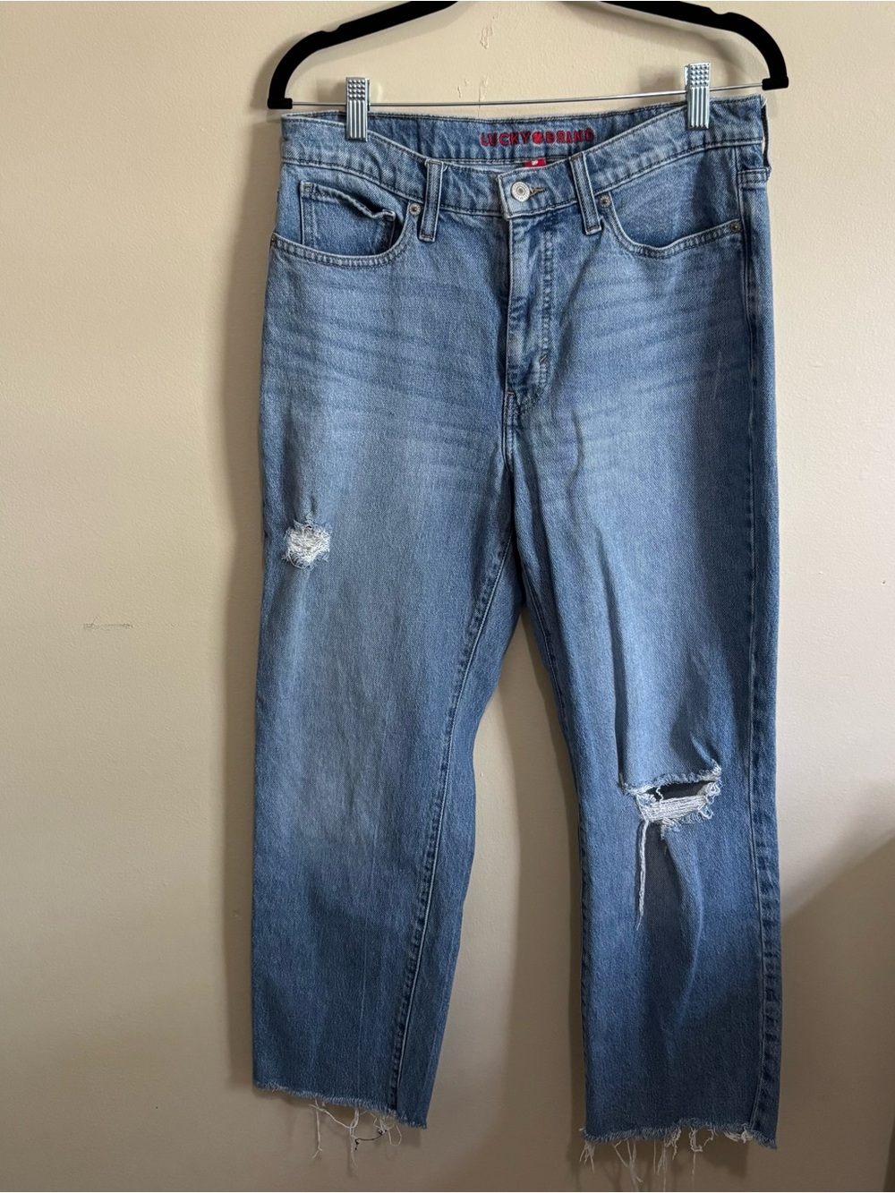 Lucky Brand Zoe High Rise Straight Distressed Raw Hem Jeans Size 10 - Picture 8 of 11